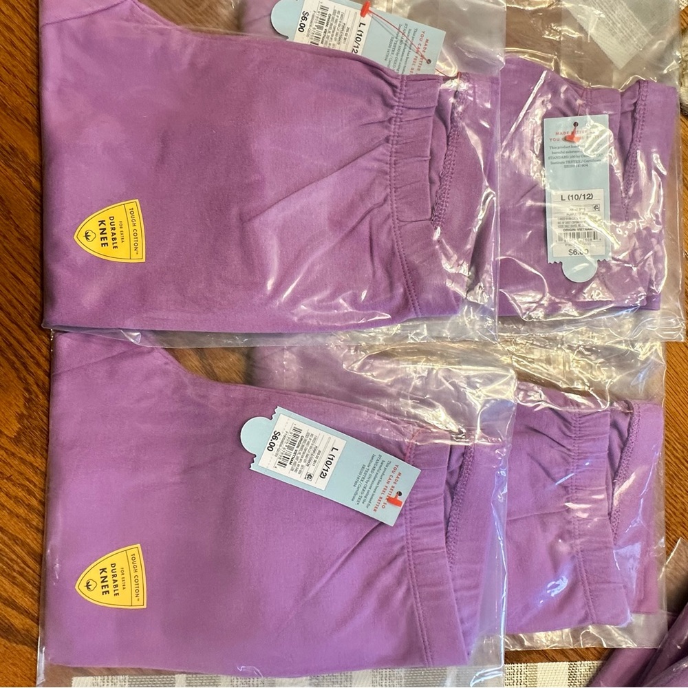 Bundle of 4 pair of Purple L(10/12) Cat & Jack leggings- elastic waist &…